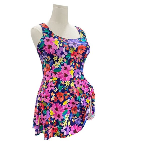 Cupshe Floral One Piece Swim Dress Skirted Swimsuit Tropical Summer Beachwear - Picture 5 of 8
